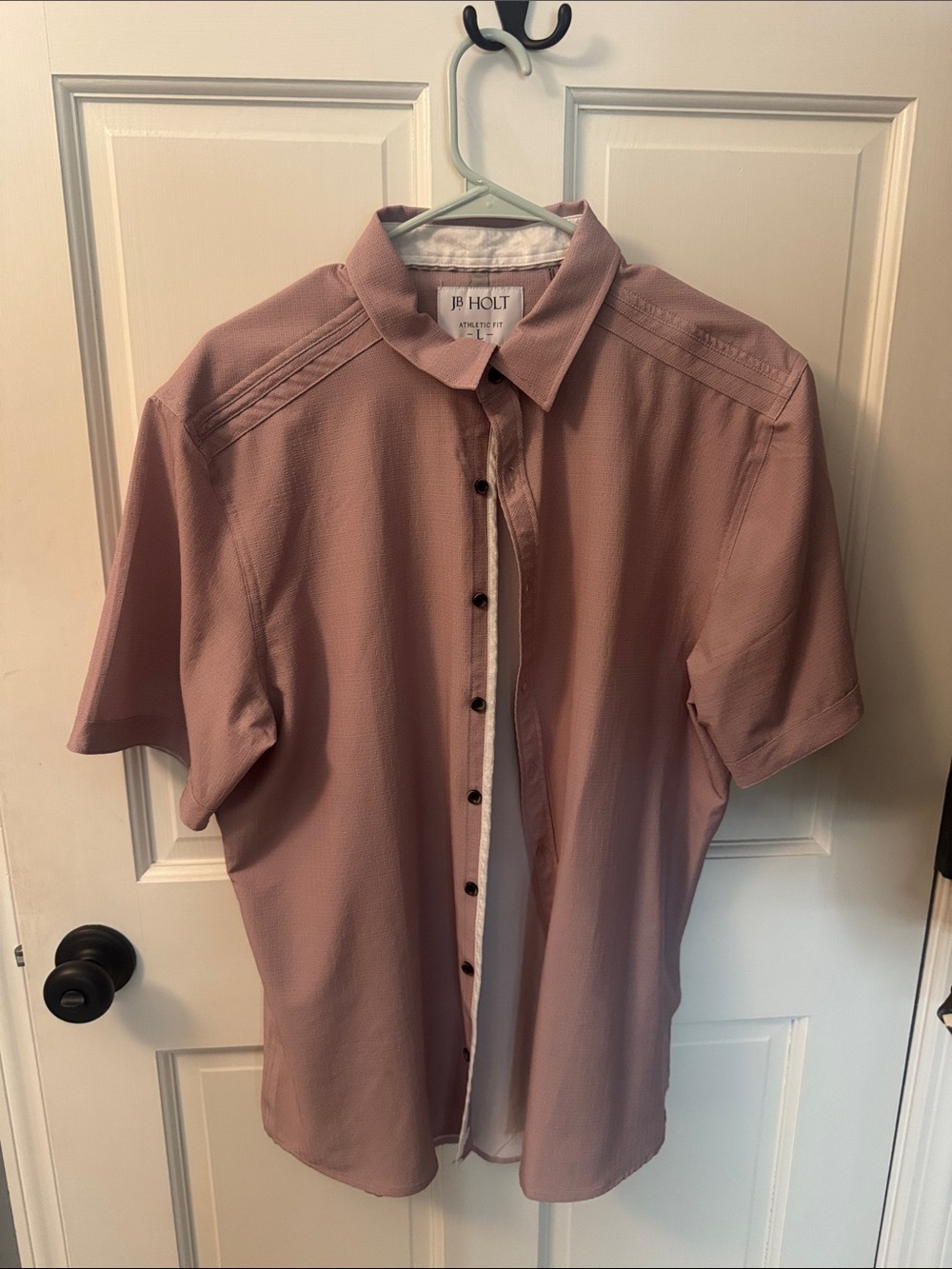 Buckle Men's Short Sleeve Button-Down Shirt in Dusty Rose